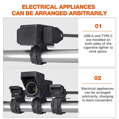 T1 Pro - Motorcycle Triple Socket Charger