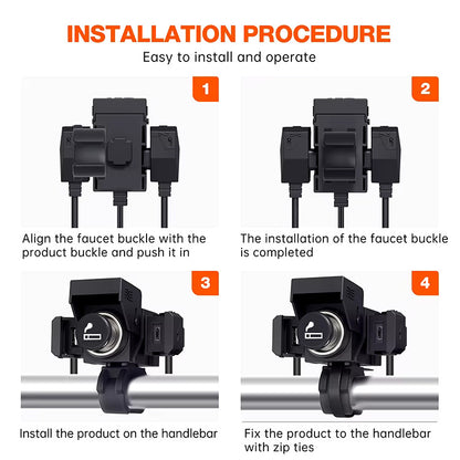 T1 Pro - Motorcycle Triple Socket Charger